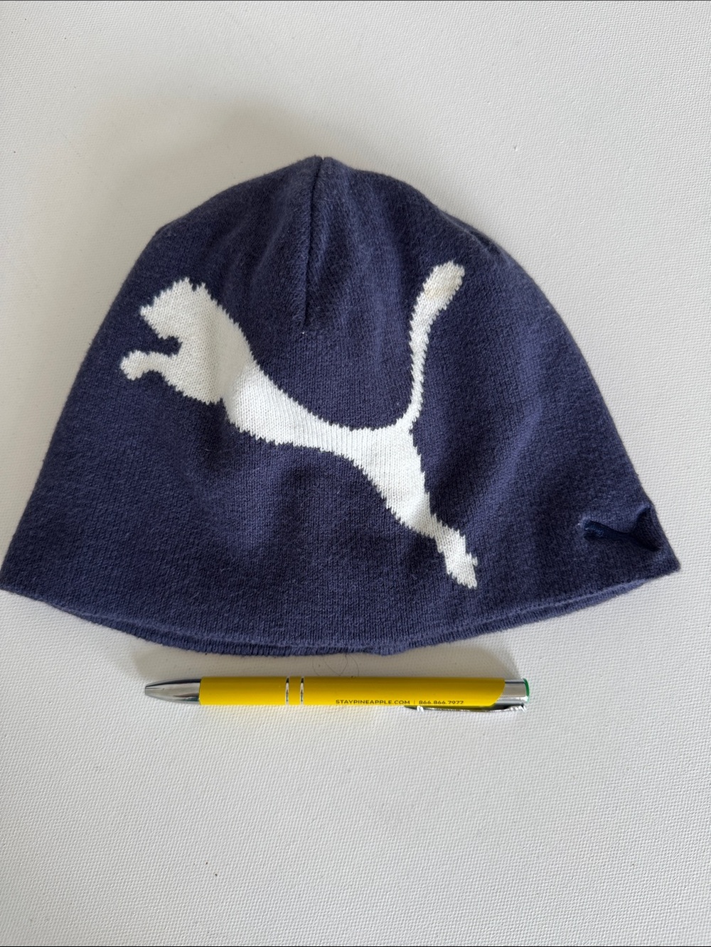 Puma Kids Navy Blue Beanie with White Puma Logo